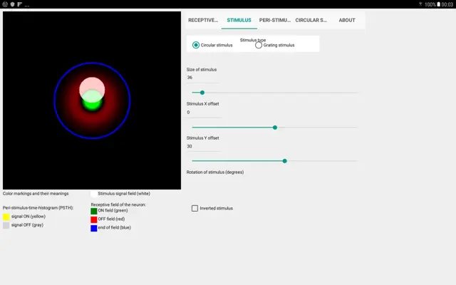 Neuron model RF-PSTH android App screenshot 1