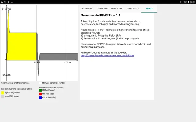 Neuron model RF-PSTH android App screenshot 2